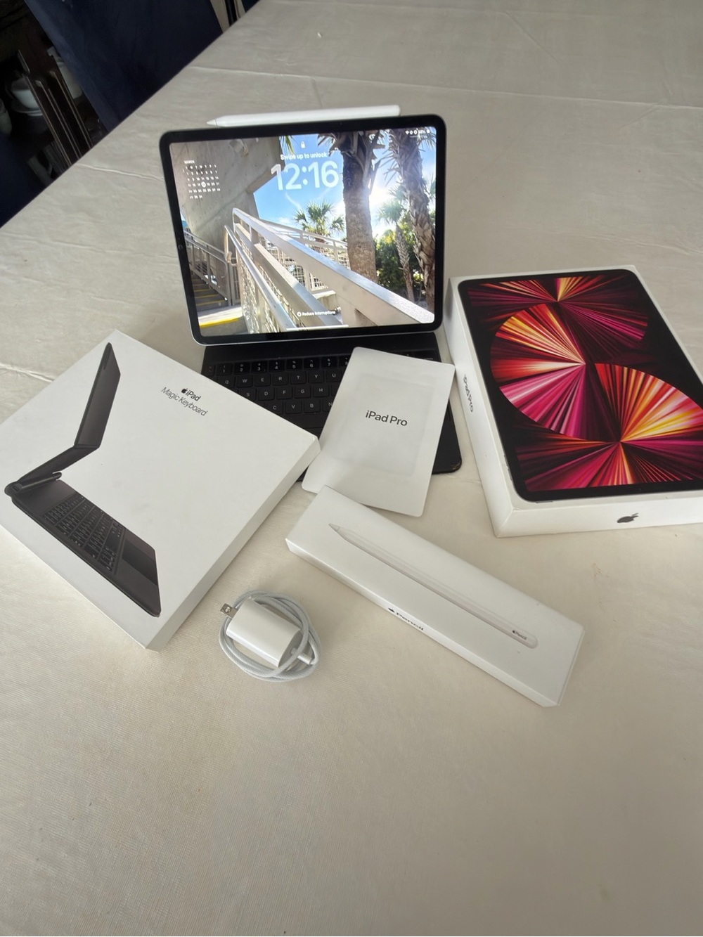Apple iPad Pro with Black Smart Keyboard and White Apple Pencil